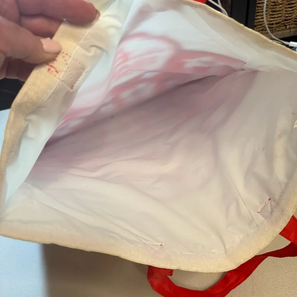 Trader Joe’s insulated tropical floral red cream reusable bag